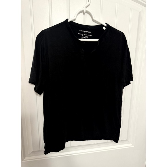 Banana Republic Other - Banana Republic Henley T-Shirt Mens Large Black Premium Wash Short Sleeve